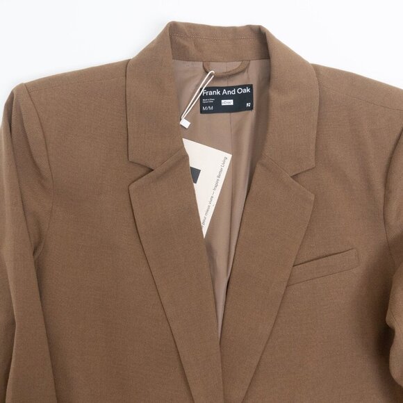 Frank and Oak The Relaxed Single Breasted Blazer Medium Brown - Picture 3 of 16